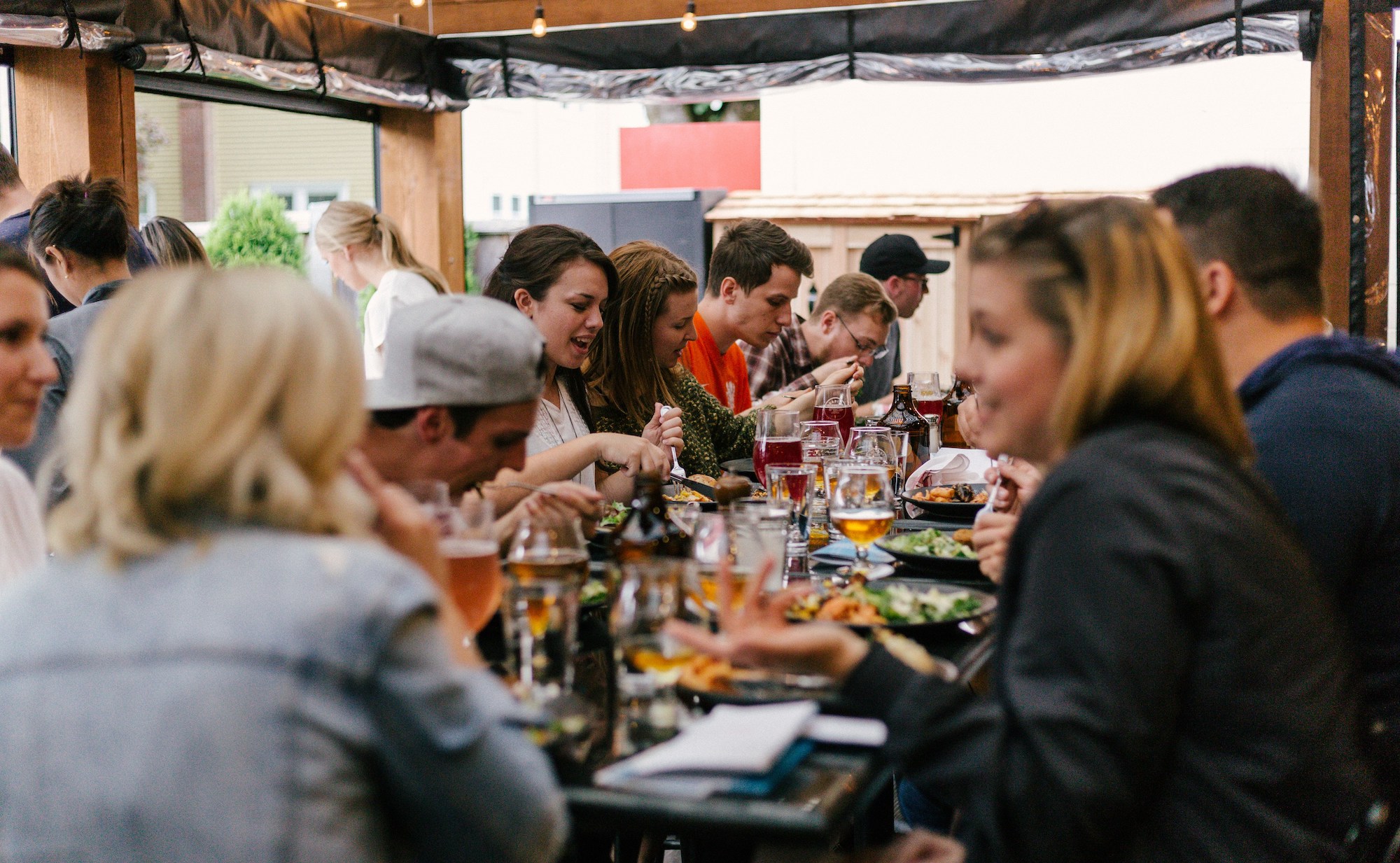 Corporate event outside dining