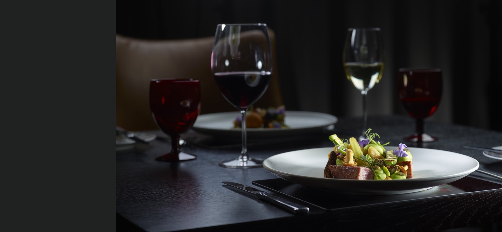 Restaurant table and meal